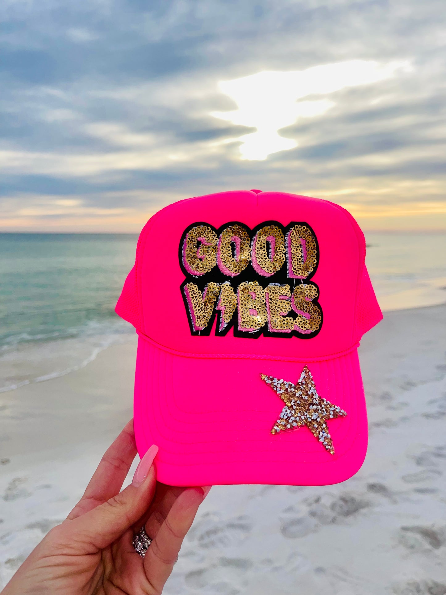 Hot Pink Good Vibes Trucker
