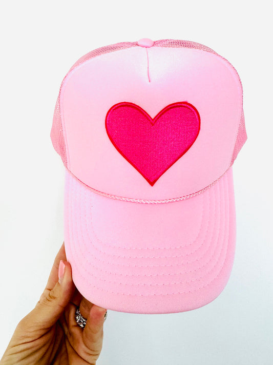 Pink on Pink Heart Trucker