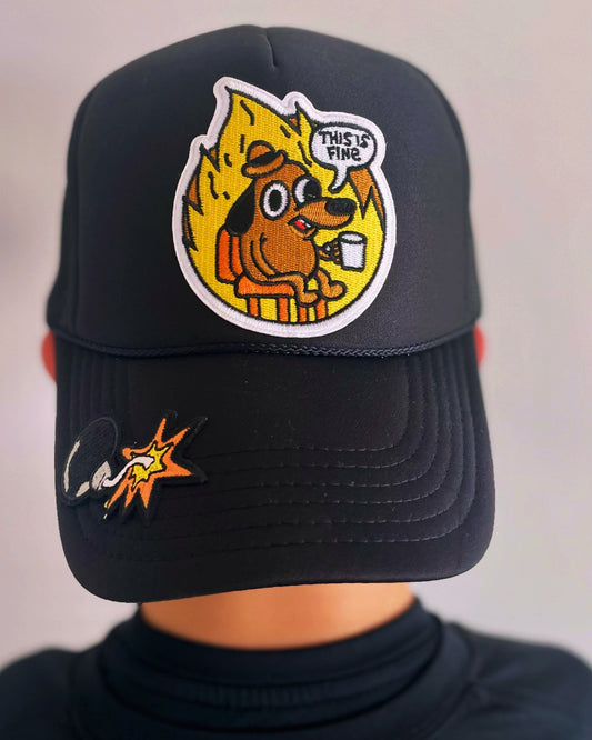 This Is Fine Black Trucker