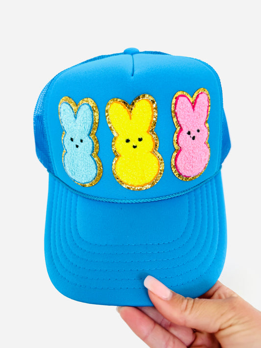 Neon Blue Peeps Trucker