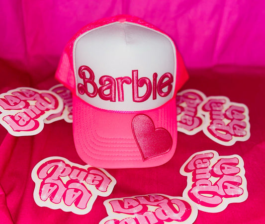 Pink and White Barbie Trucker
