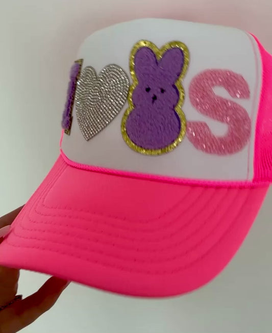 I Love Peeps Pink and White Trucker